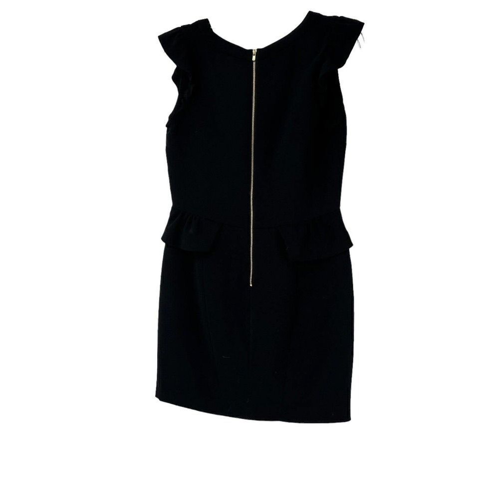 Sandro Paris Dress Black Mini Peplum Flutter Cap Sleeve Fitted Sexy Classic Chic - Picture 2 of 9